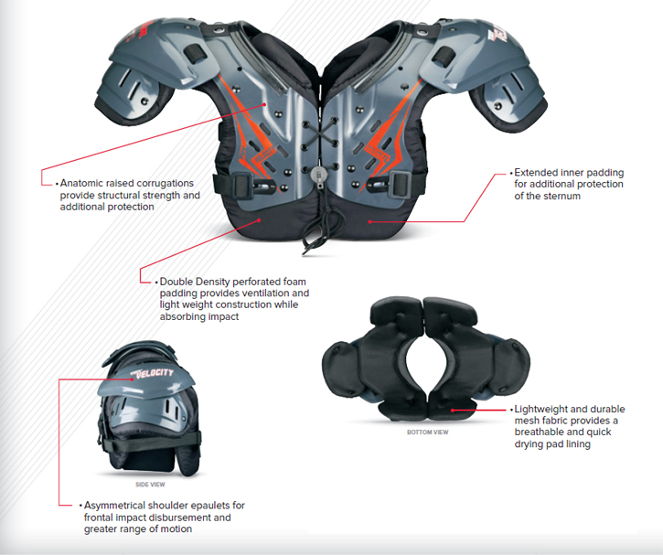 Wilson TDY™ Velocity™ Youth Shoulder Pads. Sports Facilities Group Inc.